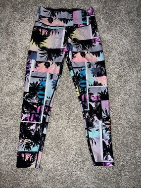 Calvin Klein Multicolor Palm-Print Leggings with Black Silhouettes